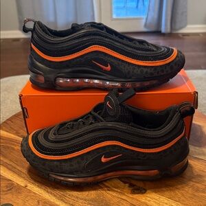 Nike Air Max 97 Safari Black Orange GS Running  Sz 5Y/6.5W - DX3088-001
